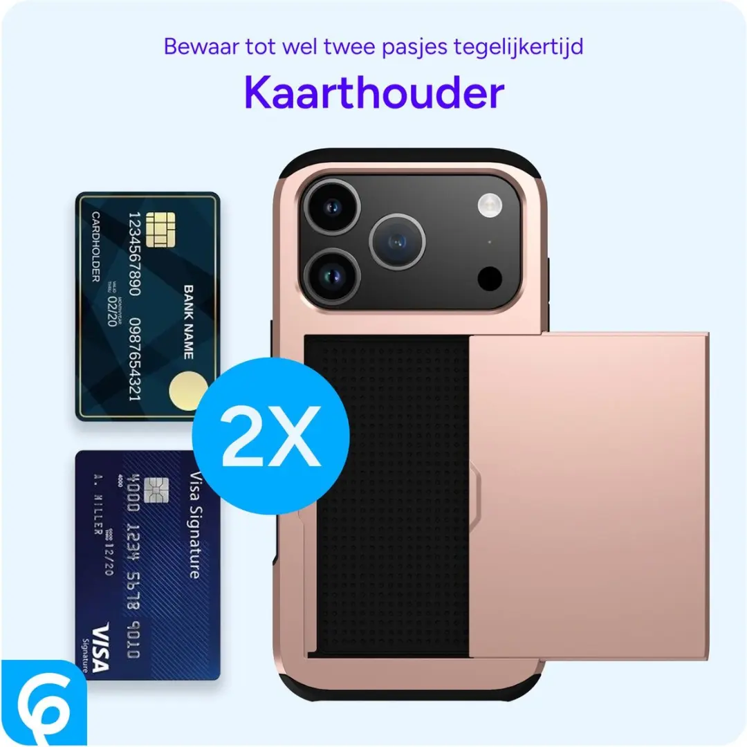 Selected Hoesje iPhone 17 Pro Max Roze - Kaarthouder 2 Pasjes