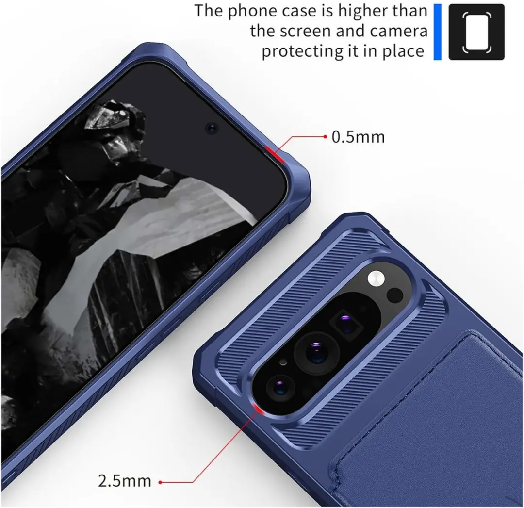 Selected Portemonnee Hoesje Google Pixel 10/10 Pro - 4 Pasjes - Blauw