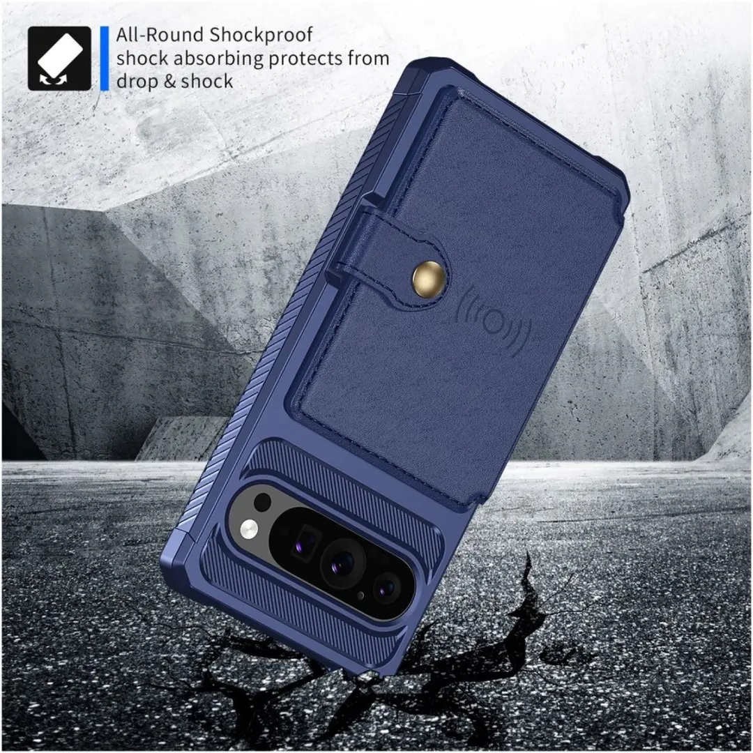 Selected Portemonnee Hoesje Google Pixel 10/10 Pro - 4 Pasjes - Blauw
