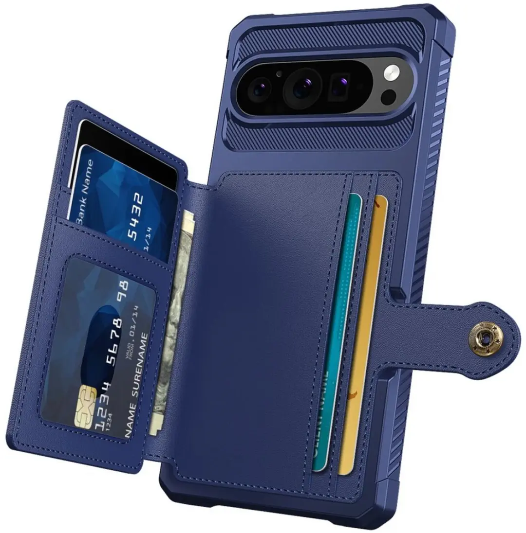 Selected Portemonnee Hoesje Google Pixel 10/10 Pro - 4 Pasjes - Blauw