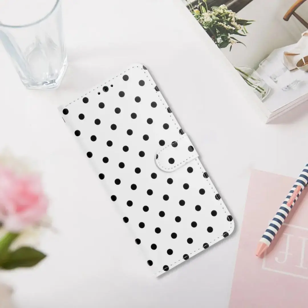 Selected iPhone 17 Pro Polka Dot Wallet Hoesje - 3 Pasjes - Wit