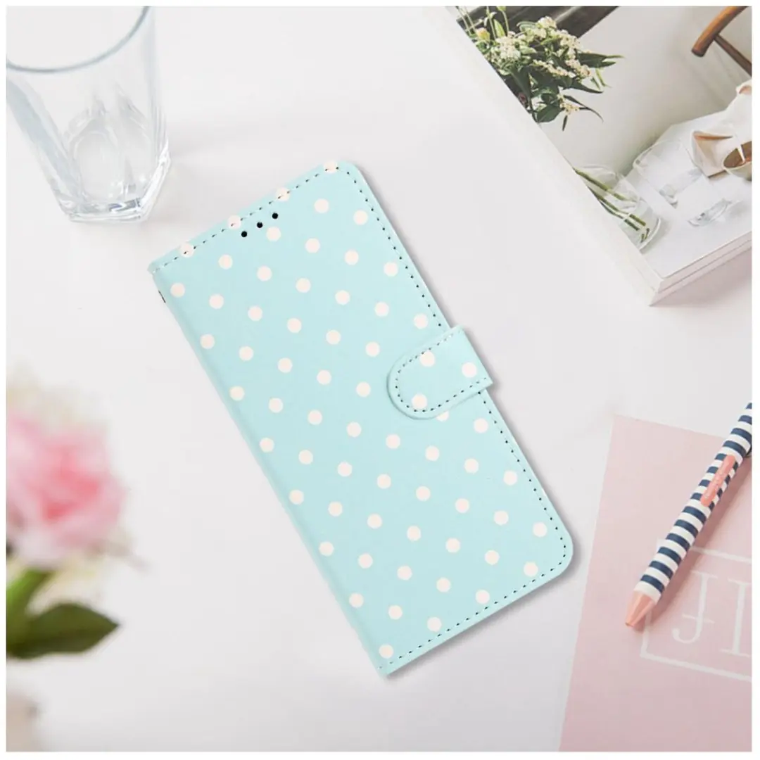 Selected Hoesje Samsung Galaxy A17/A26 Polka Dot Wallet - Blauw