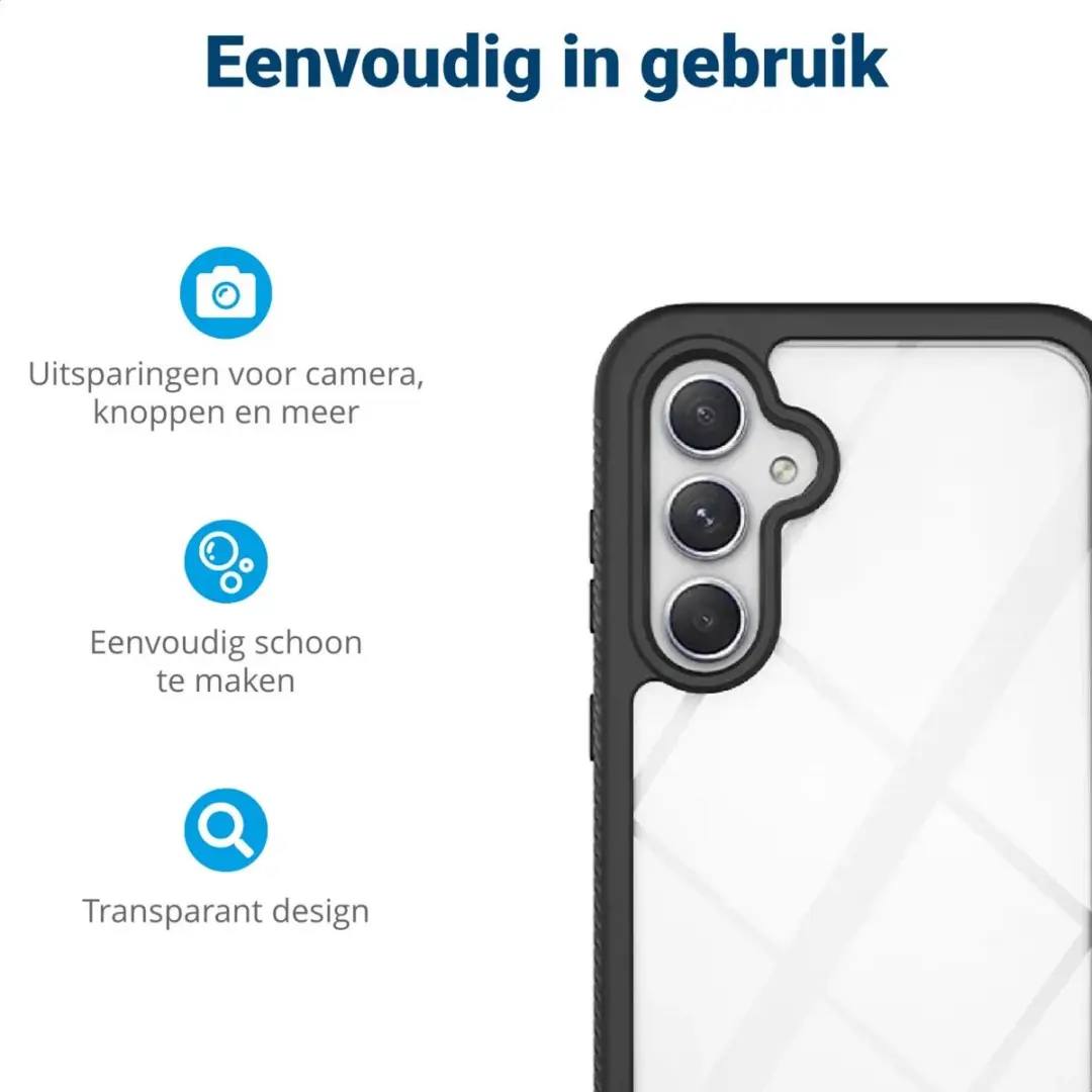 Selected by GSMpunt Hoesje Samsung Galaxy S23 FE - Schokbestendig - Zwart/Transparant