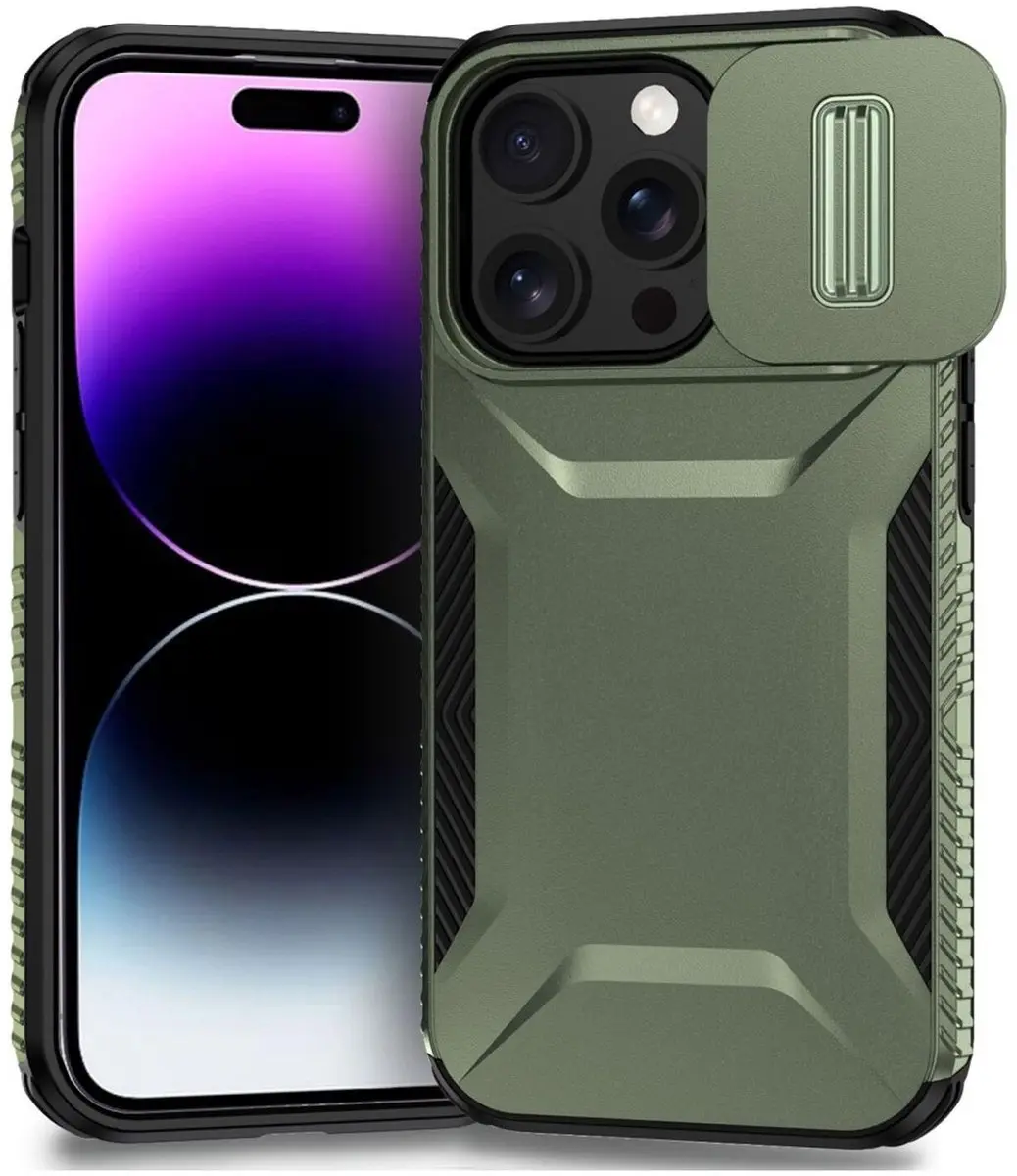 Selected iPhone 14 Pro Max Hoesje Groen - Camera Slider