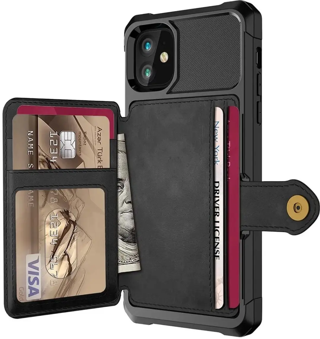Selected Portemonnee Hoesje iPhone 12/12 Pro - 4 Pasjes - Zwart - afbeelding 6 van 6