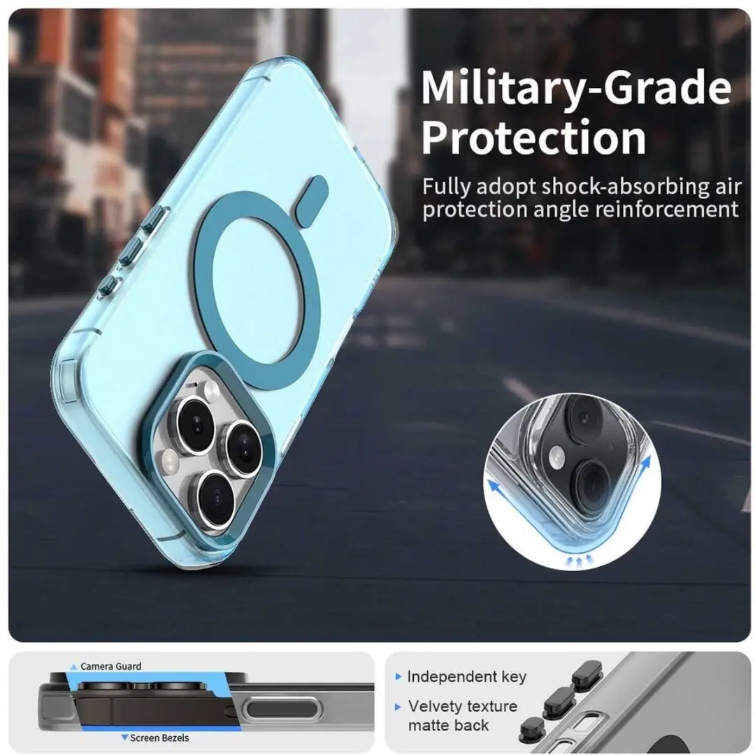 Selected MagSafe Backcover iPhone 16 Pro Max - Blauw & Transparant - afbeelding 6 van 6