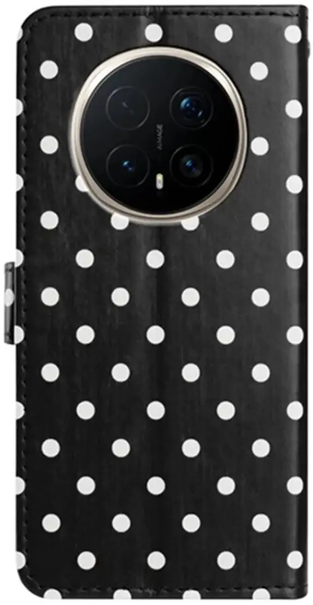 Selected Hoesje Honor Magic 8 Pro Polka Dot Wallet Book - 3 Pasjes - Zwart