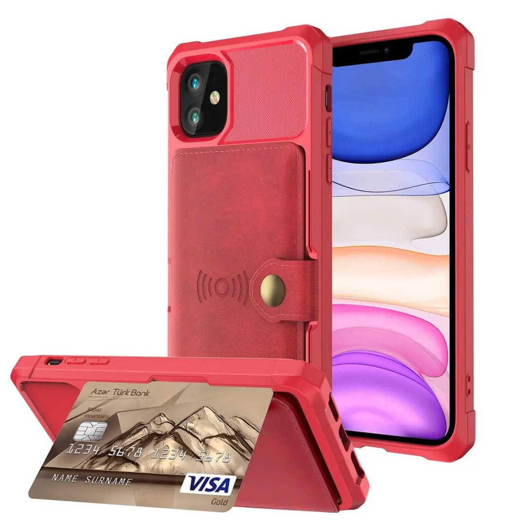 Selected Portemonnee Hoesje iPhone 11 - 4 Pasjes - Rood