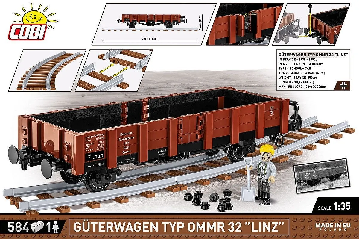 Cobi Ommr 32 Linz Goederenwagon - 584 Onderdelen - Meerkleurig