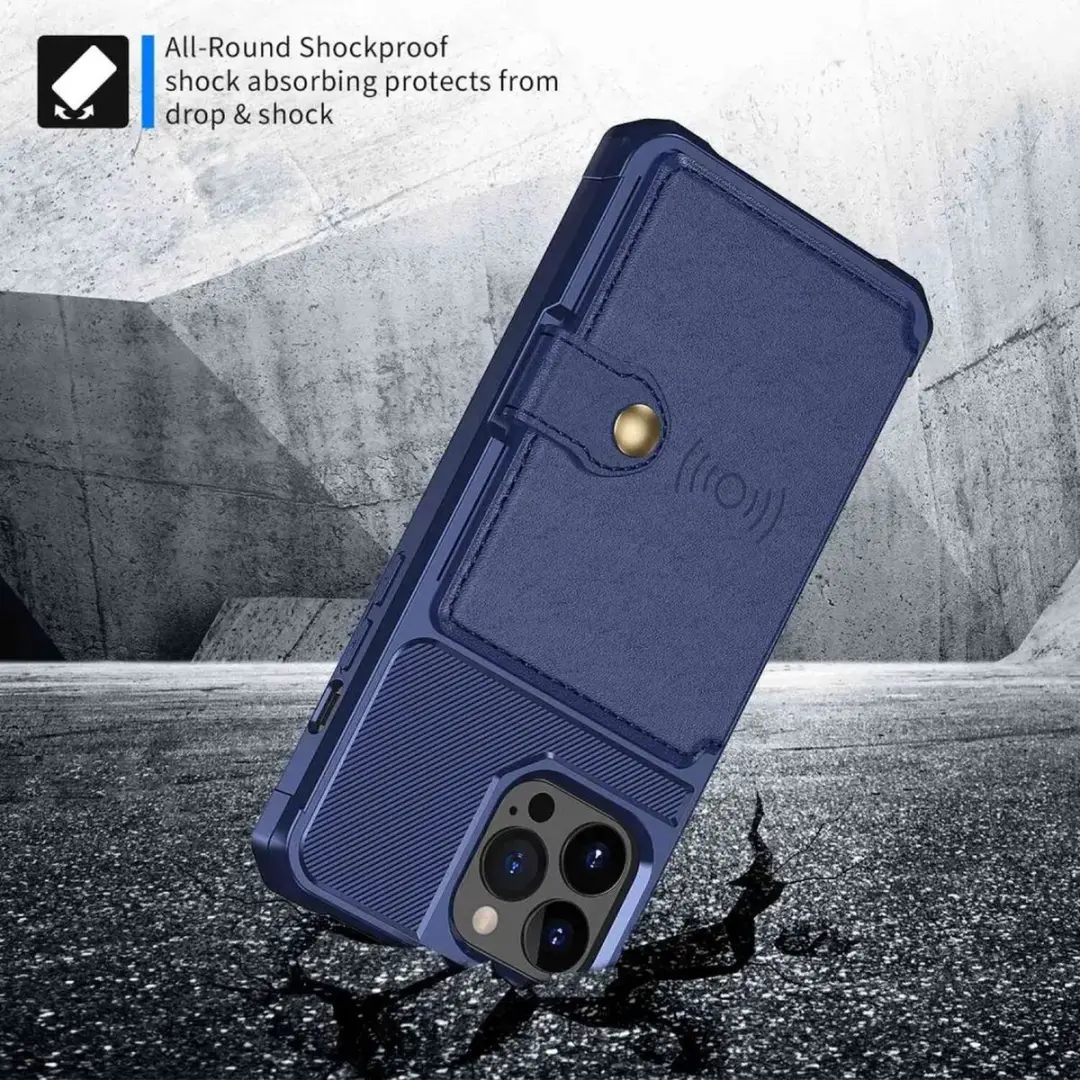 Selected Portemonnee Hoesje iPhone 14 Pro Max - Blauw - 4 Pasjes