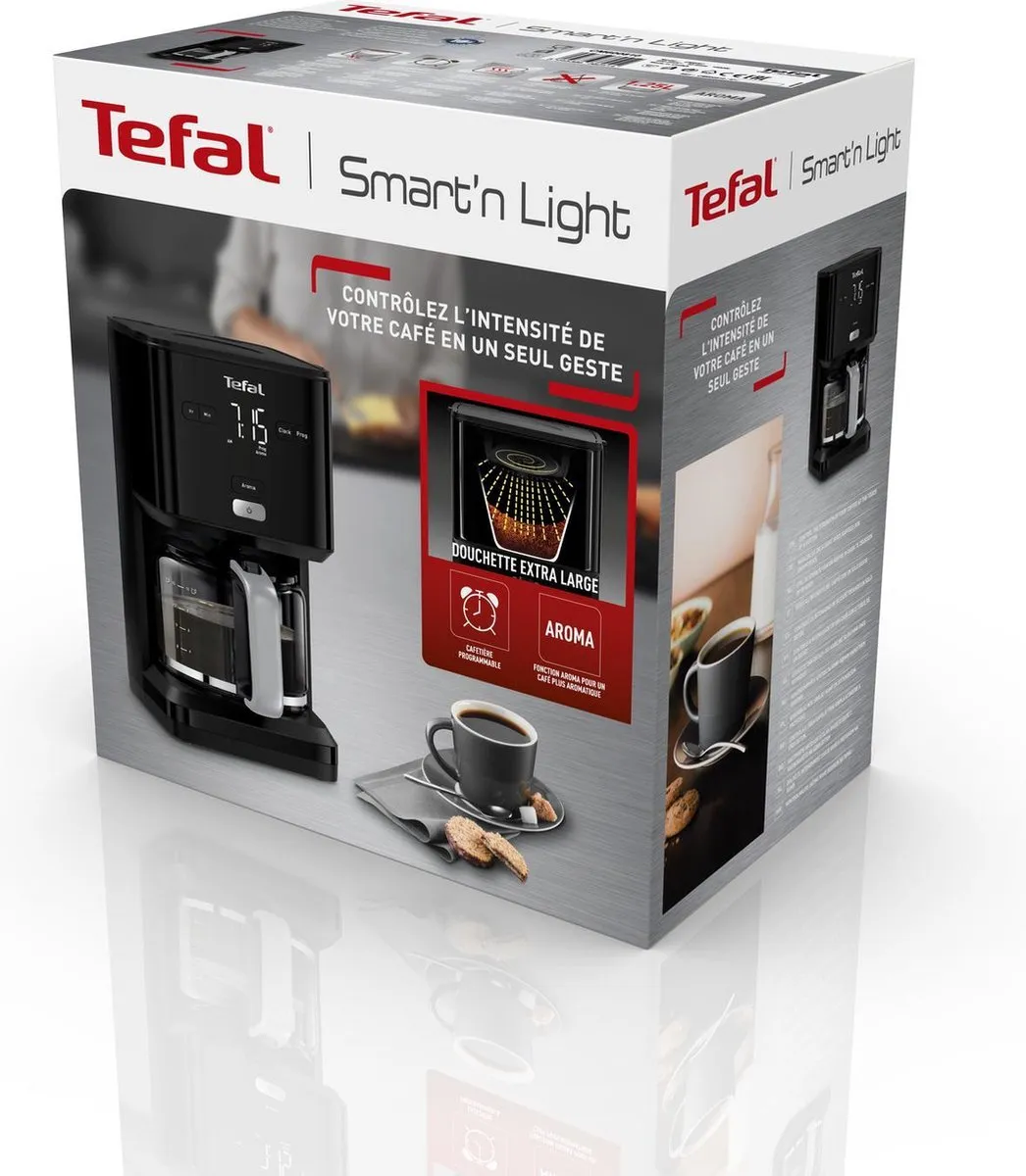 Tefal Smart & Light CM6008 Koffiezetapparaat - 15 Kopjes - Zwart