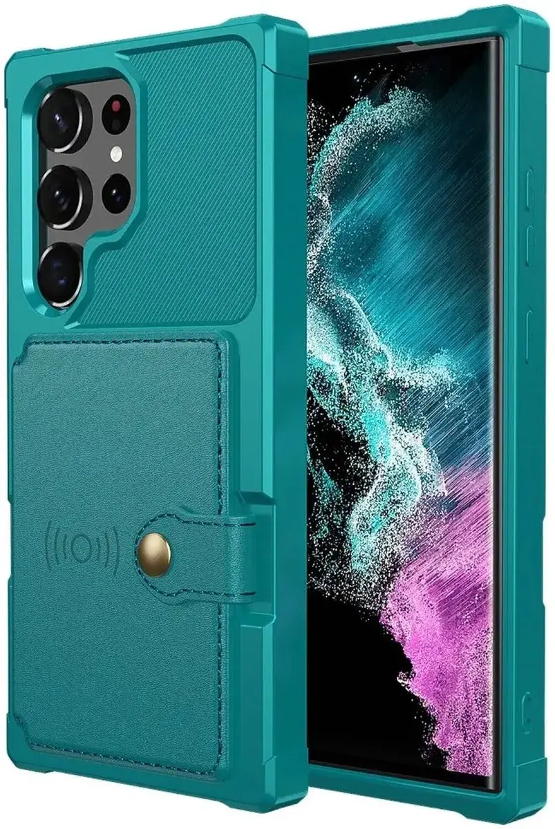 Selected Portemonnee Hoesje Samsung Galaxy S23 Ultra - Groen - 4 Pasjes