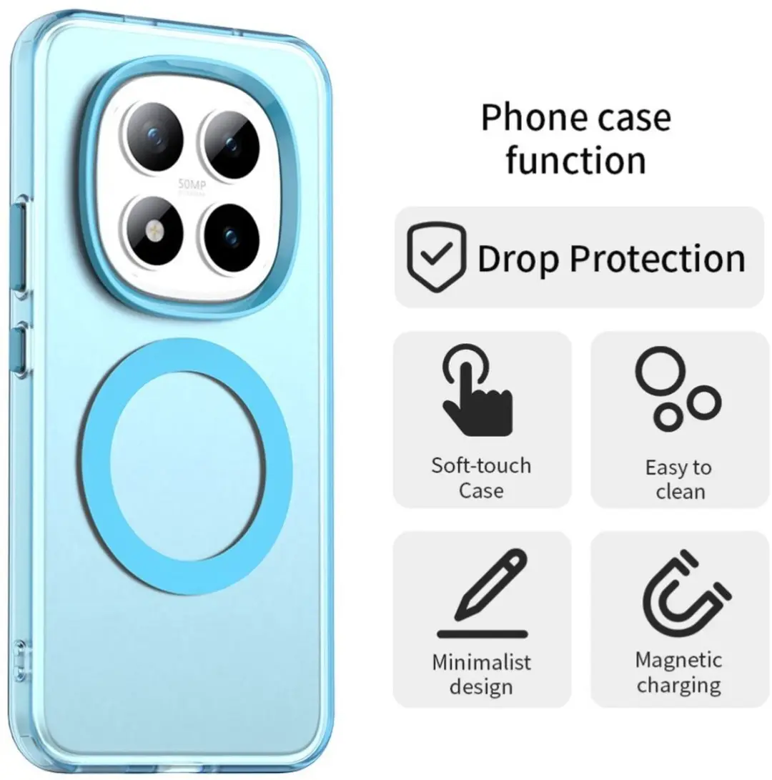 Selected MagSafe Backcover Xiaomi Redmi Note 15 Pro - Blauw & Transparant