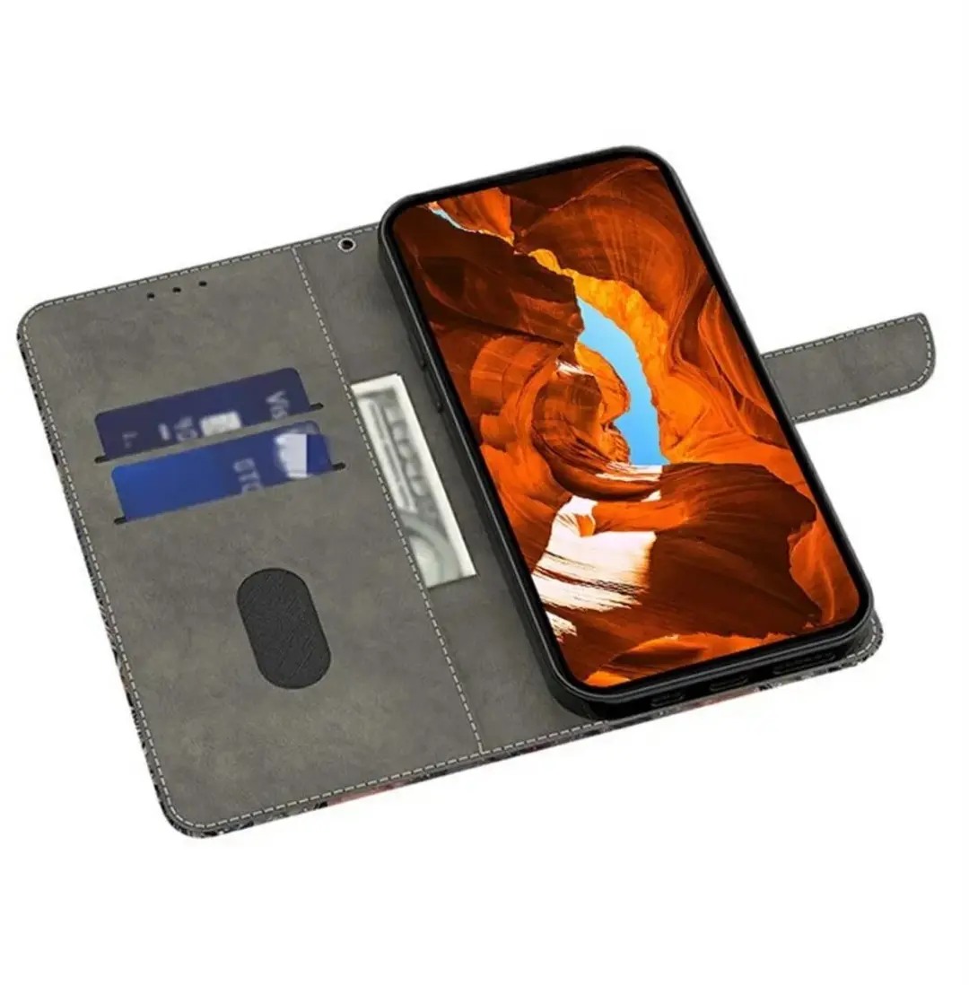 Selected Hoesje Samsung Galaxy A57 Book Case Bloemenveld - 2 Pasjes - Wit/Blauw