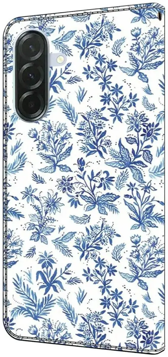 Selected Hoesje Samsung Galaxy A57 Book Case Bloemenveld - 2 Pasjes - Wit/Blauw