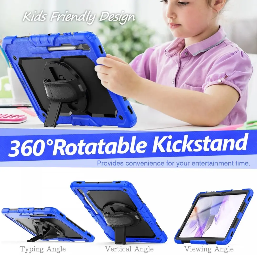 Selected Hoes Samsung Galaxy Tab S8 Plus/S7 Plus/S7 FE - Blauw - Incl. Screenprotector & Riemen
