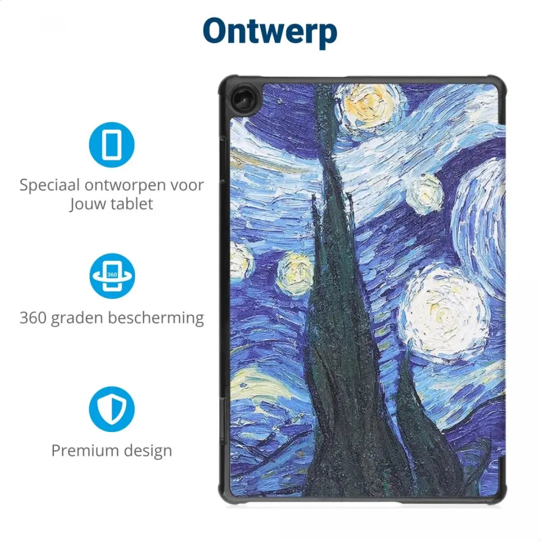 Selected by GSMpunt Lenovo Tab M10 Plus Gen 3 Tablethoes - Sterrennacht - Tri-fold