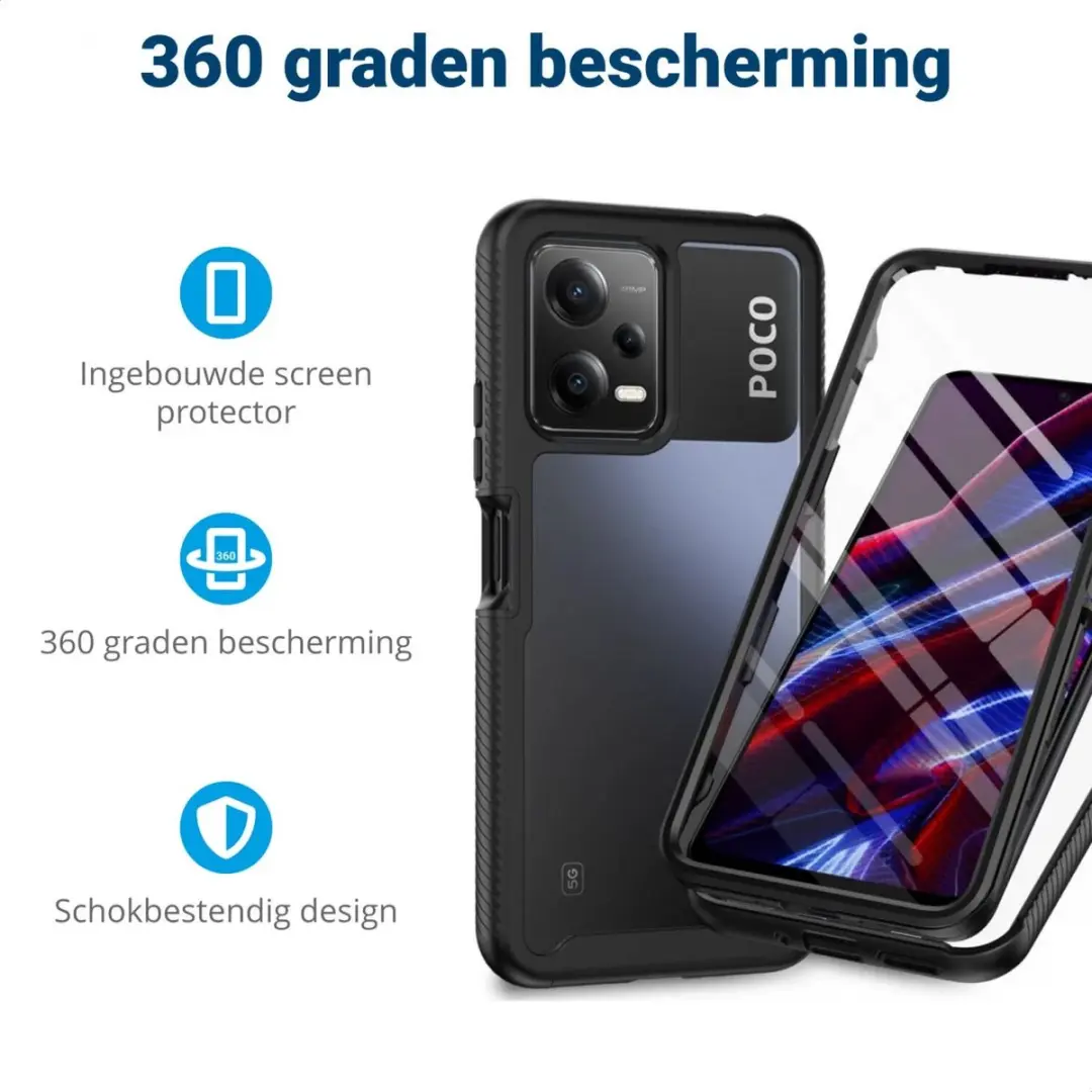 Selected by GSMpunt Xiaomi Redmi Note 12 5G/Poco X5 Hoesje - Full Protect - Zwart - afbeelding 6 van 6