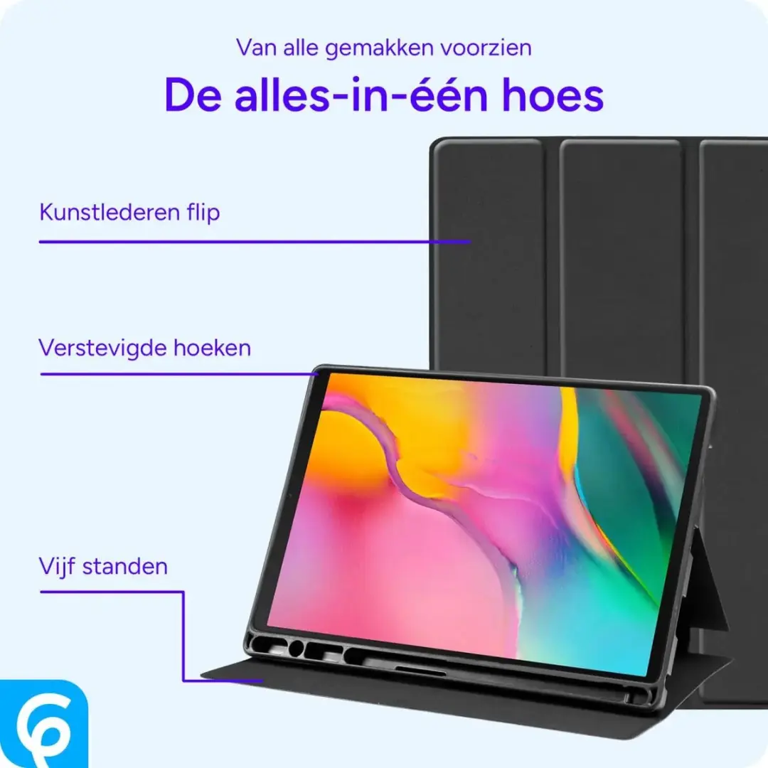 Selected Tablethoes Samsung Galaxy Tab A 10.1 2019 - Luxe Tri-Fold Book Case - Zwart