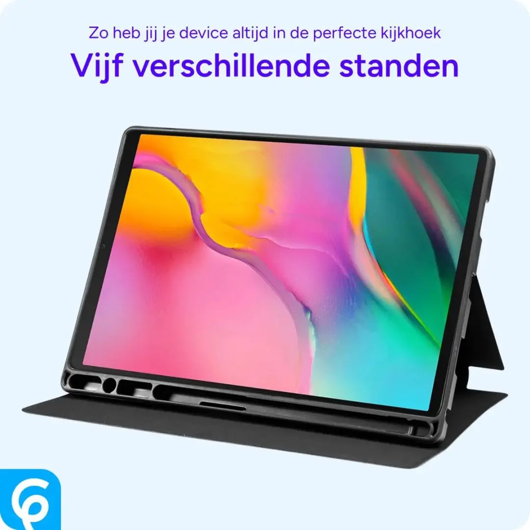 Selected Tablethoes Samsung Galaxy Tab A 10.1 2019 - Luxe Tri-Fold Book Case - Zwart