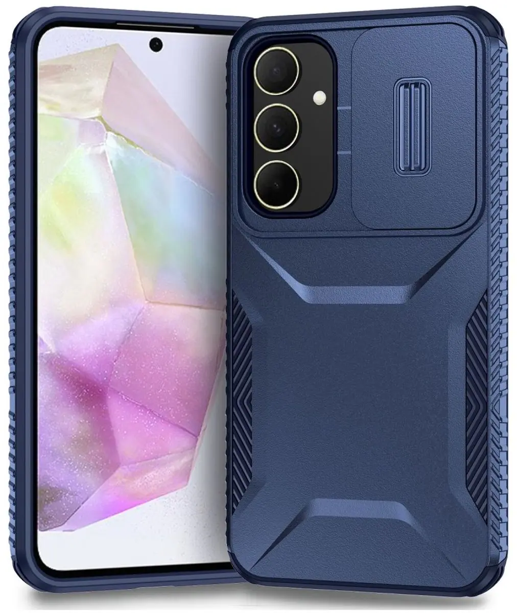 Selected Hoesje Samsung Galaxy A35 Camera Slider Blauw