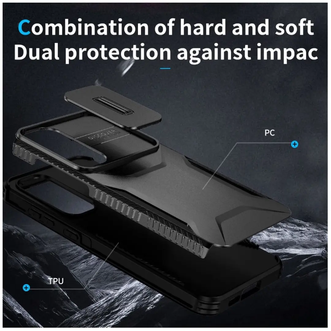 Selected Hoesje Samsung Galaxy A55 Back Cover Camera Slider - Zwart