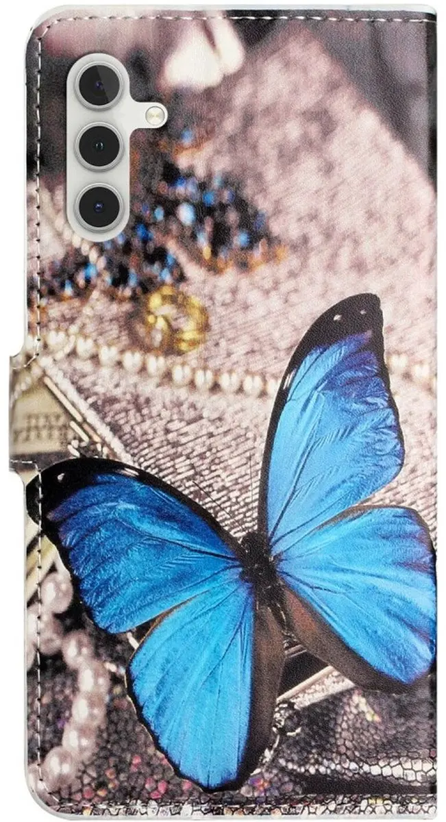 Selected Hoesje Samsung Galaxy A26 Book Case - Blauwe Vlinder - 2 Pasjes