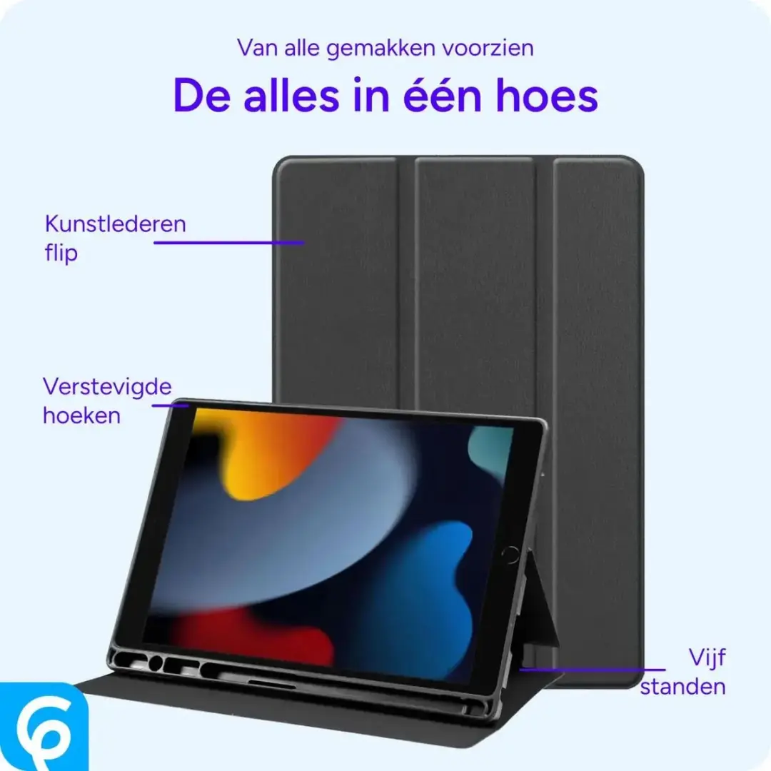 Selected by GSMpunt Apple iPad 11 Hoes - Tri-Fold Book Case - Zwart