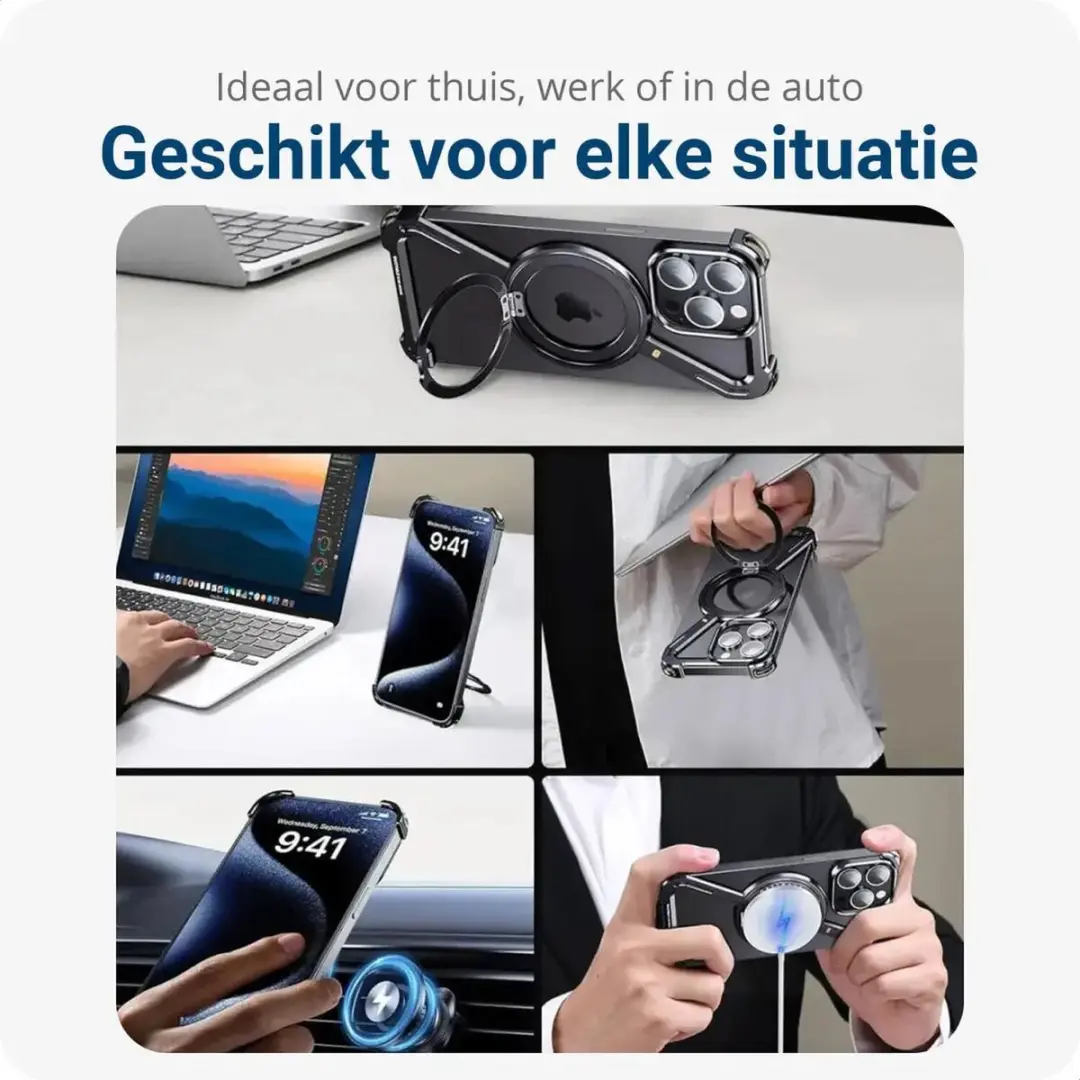 Selected by GSMpunt Apple iPhone 16 Pro Max Metal Corner Frame Hoesje - MagSafe - Zwart