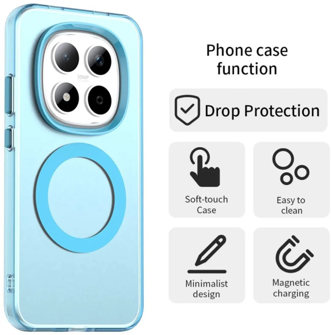 Selected MagSafe Backcover Xiaomi Redmi Note 15 Pro 5G - Blauw & Transparant