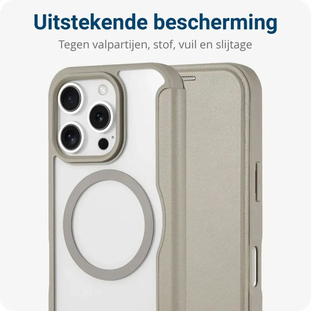 Selected Portemonnee Hoesje iPhone 16 Pro - MagSafe - Transparant/Goud