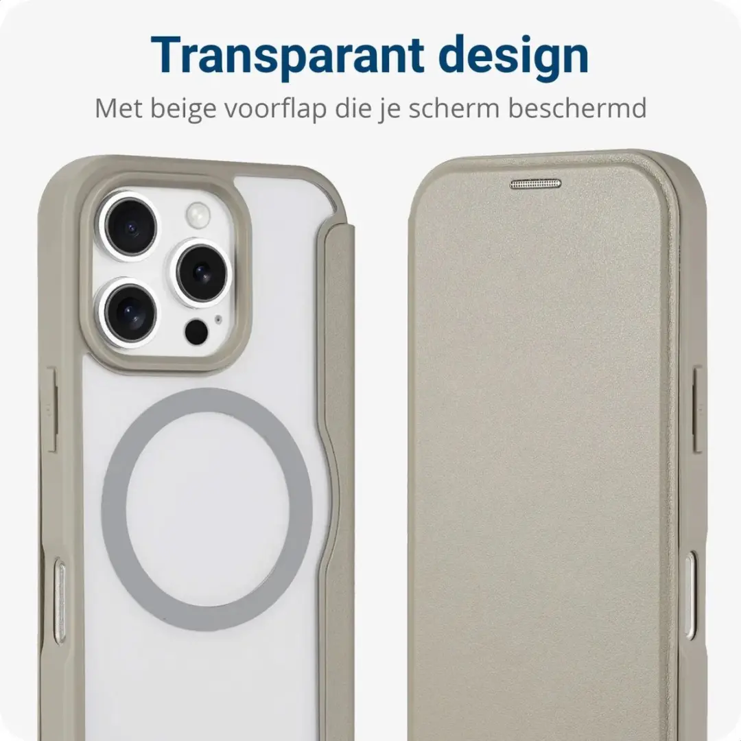 Selected Portemonnee Hoesje iPhone 16 Pro - MagSafe - Transparant/Goud
