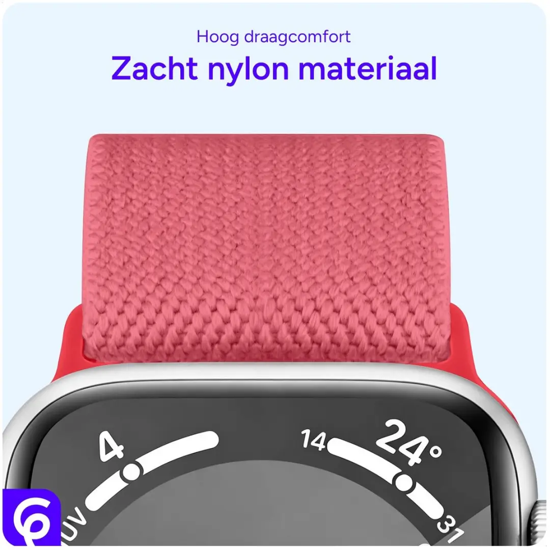 SBG Nylon Horlogebandje Apple Watch - 42/44/45/46/49mm - Roze Rood