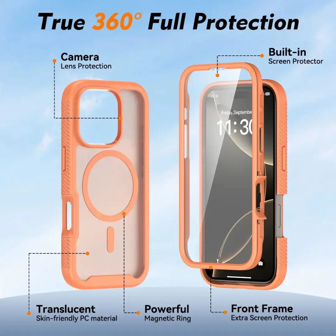 Selected by GSMpunt.nl iPhone 16 Pro Hoesje Matte Oranje - Full Protect
