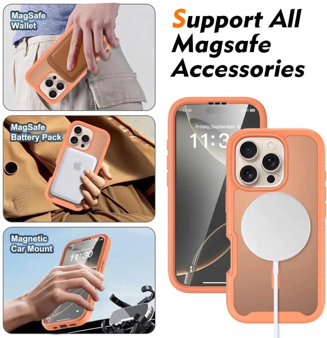 Selected by GSMpunt.nl iPhone 16 Pro Hoesje Matte Oranje - Full Protect