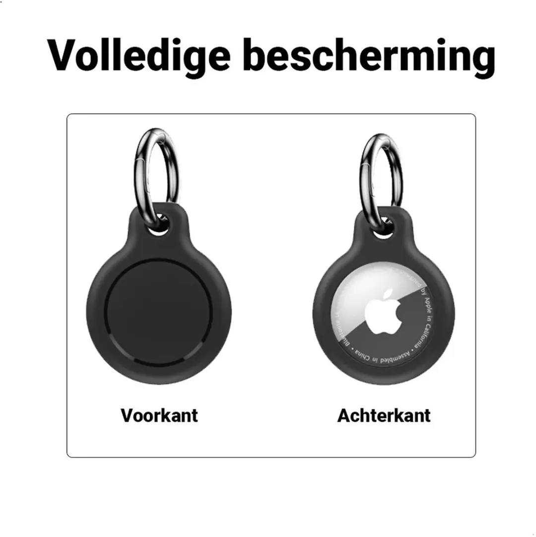 Selected Waterdichte Sleutelhanger AirTag Hoesje - Zwart 4-Stuks