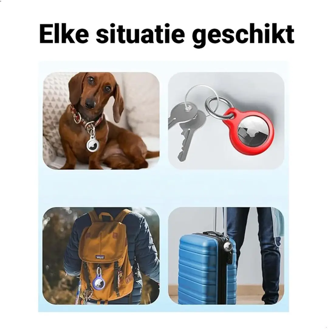 Selected Waterdichte Sleutelhanger AirTag Hoesje - Zwart 4-Stuks
