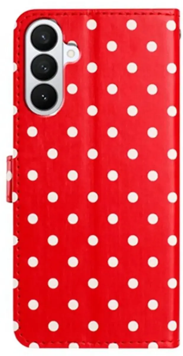 Selected Hoesje Samsung Galaxy A27 Polka Dot Wallet - 3 Pasjes - Rood