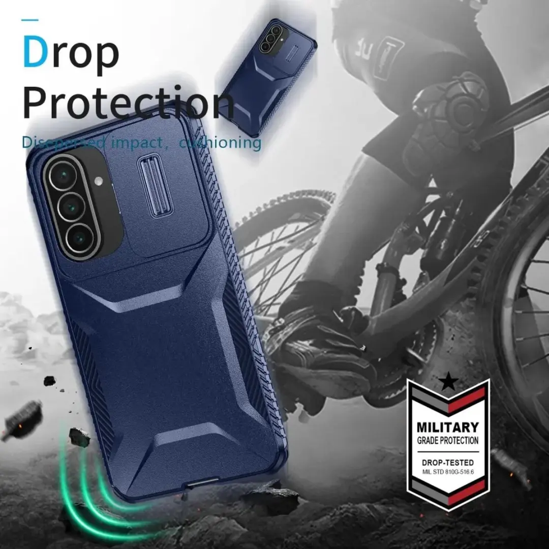 Selected Hoesje Samsung Galaxy A57 Blauw - Camera Slider