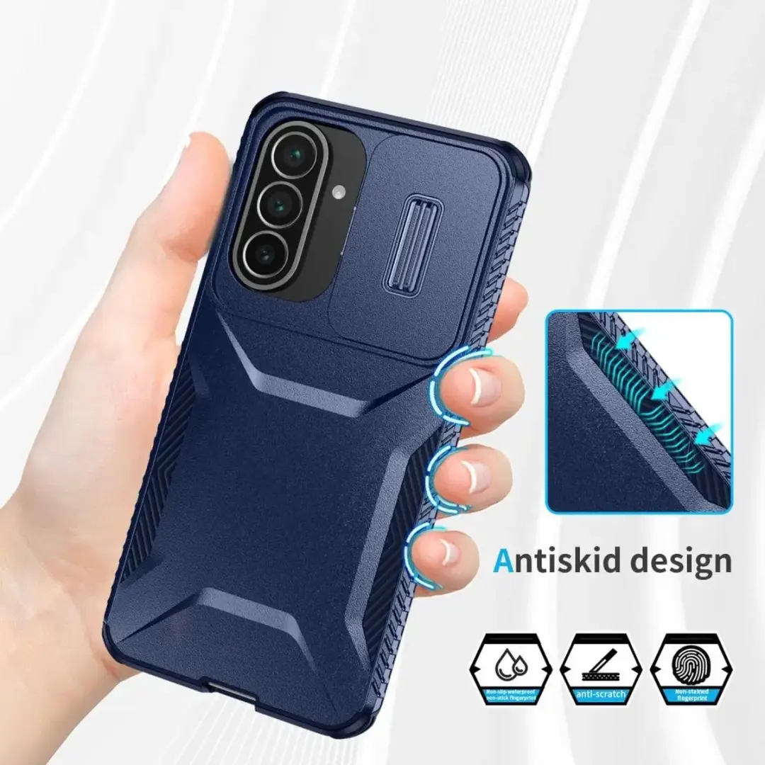 Selected Hoesje Samsung Galaxy A57 Blauw - Camera Slider