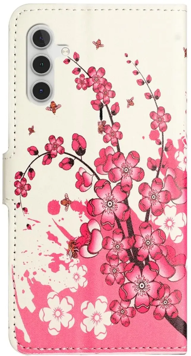 Selected Hoesje Samsung Galaxy A56 Print Book Case Roze Bloemen