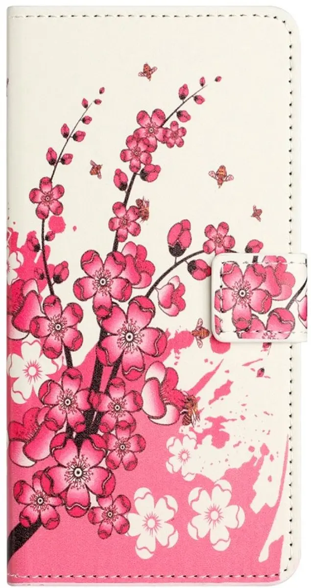 Selected Hoesje Samsung Galaxy A56 Print Book Case Roze Bloemen
