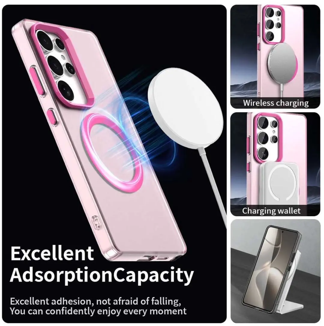 Samsung Galaxy S25 Ultra MagSafe Hoesje - Roze & Transparant