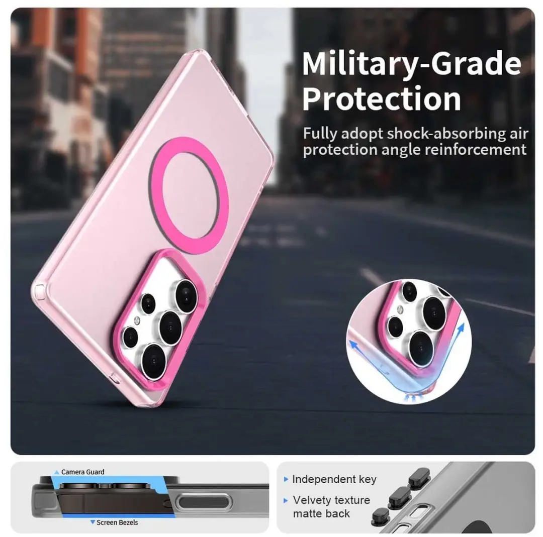 Samsung Galaxy S25 Ultra MagSafe Hoesje - Roze & Transparant