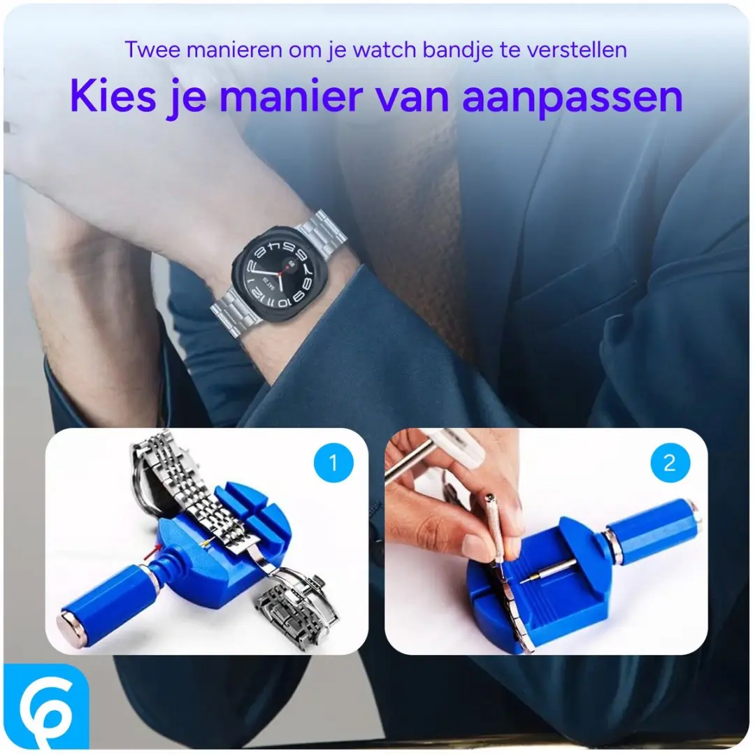 SBG Horlogeband Pin Verwijderaar - Reparatiekit - Blauw/Zilver