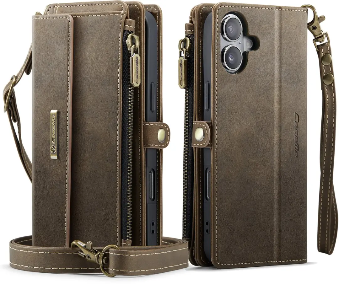 Caseme iPhone 17 Hoesje Portemonnee - 9 Pasjes - Bruin