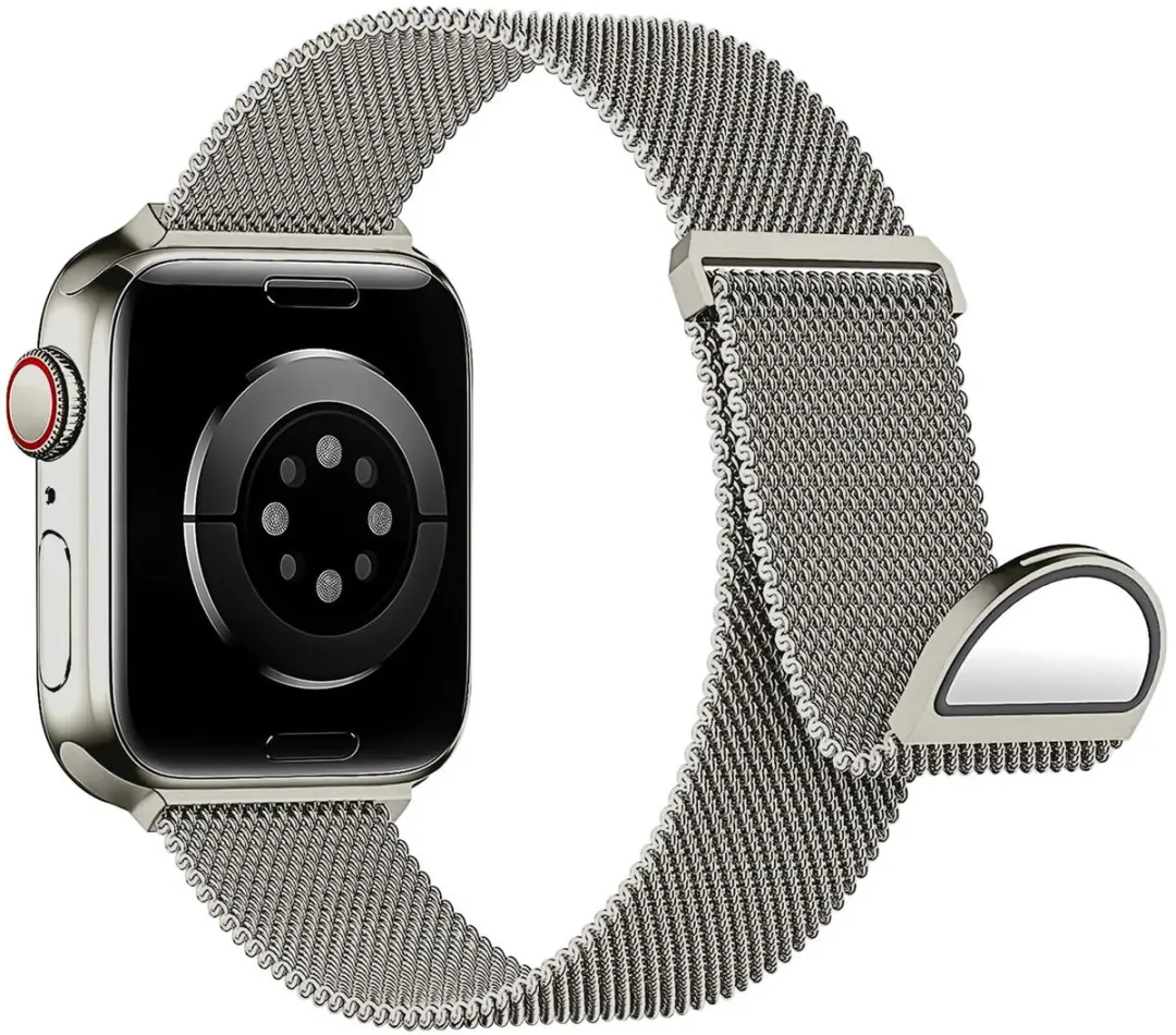 Selected SBG Milanees Horlogebandje Apple Watch - 42/44/45/46/49mm - Roestvrij Staal - Sterrenlicht