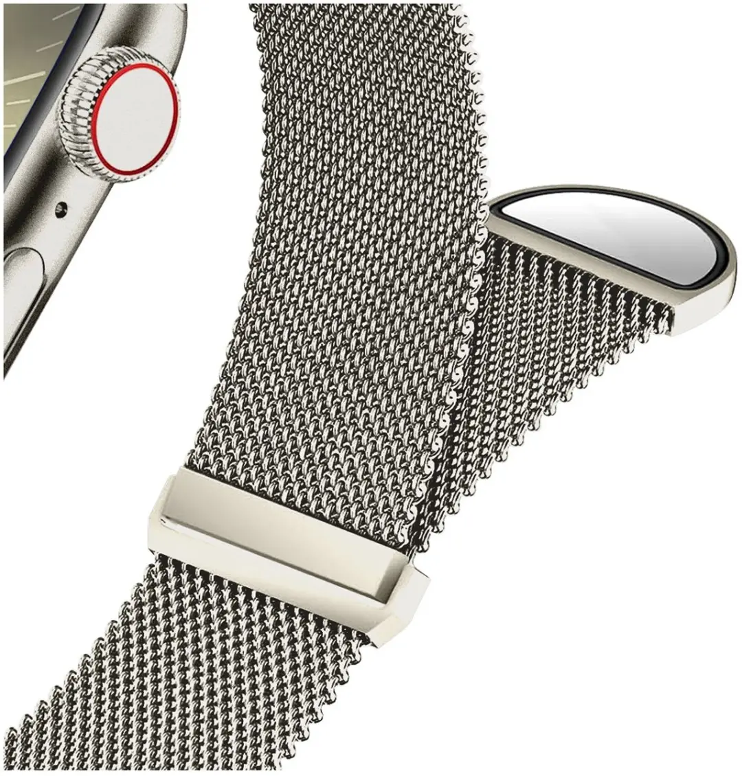 Selected SBG Milanees Horlogebandje Apple Watch - 42/44/45/46/49mm - Roestvrij Staal - Sterrenlicht