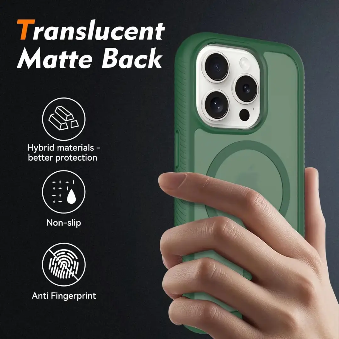 Selected by GSMpunt.nl iPhone 15 Pro Hoesje Matte Groen - Met Screenprotector & MagSafe