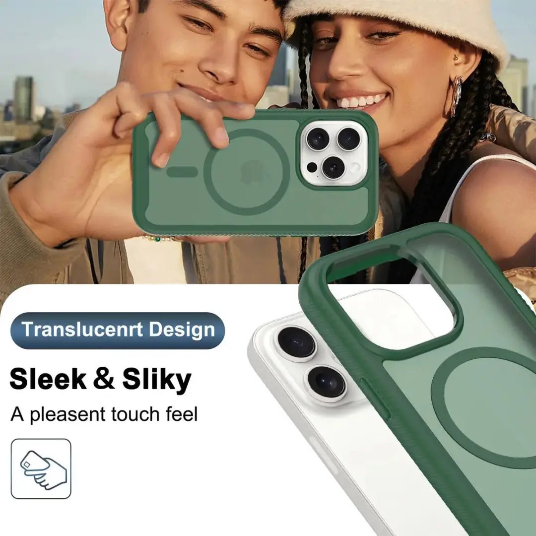 Selected by GSMpunt.nl iPhone 15 Pro Hoesje Matte Groen - Met Screenprotector & MagSafe